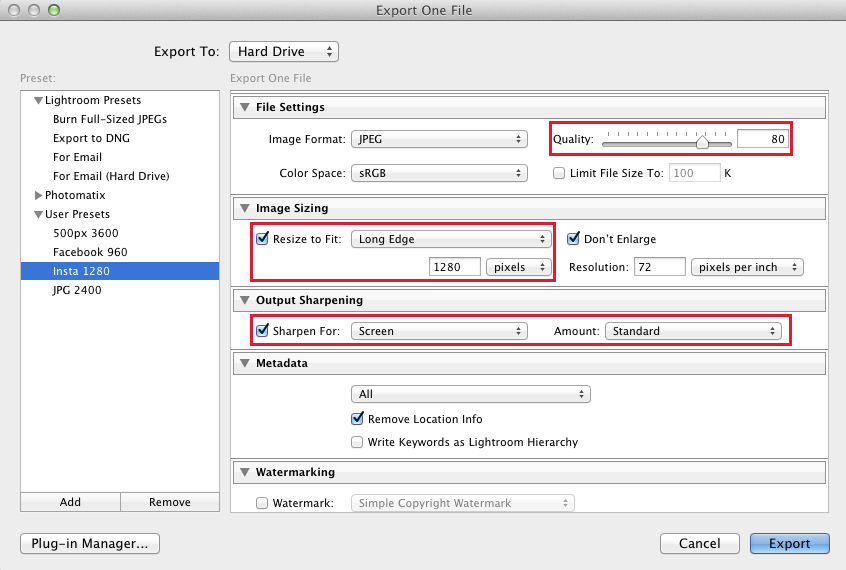 best export settings in iexplorer for mac